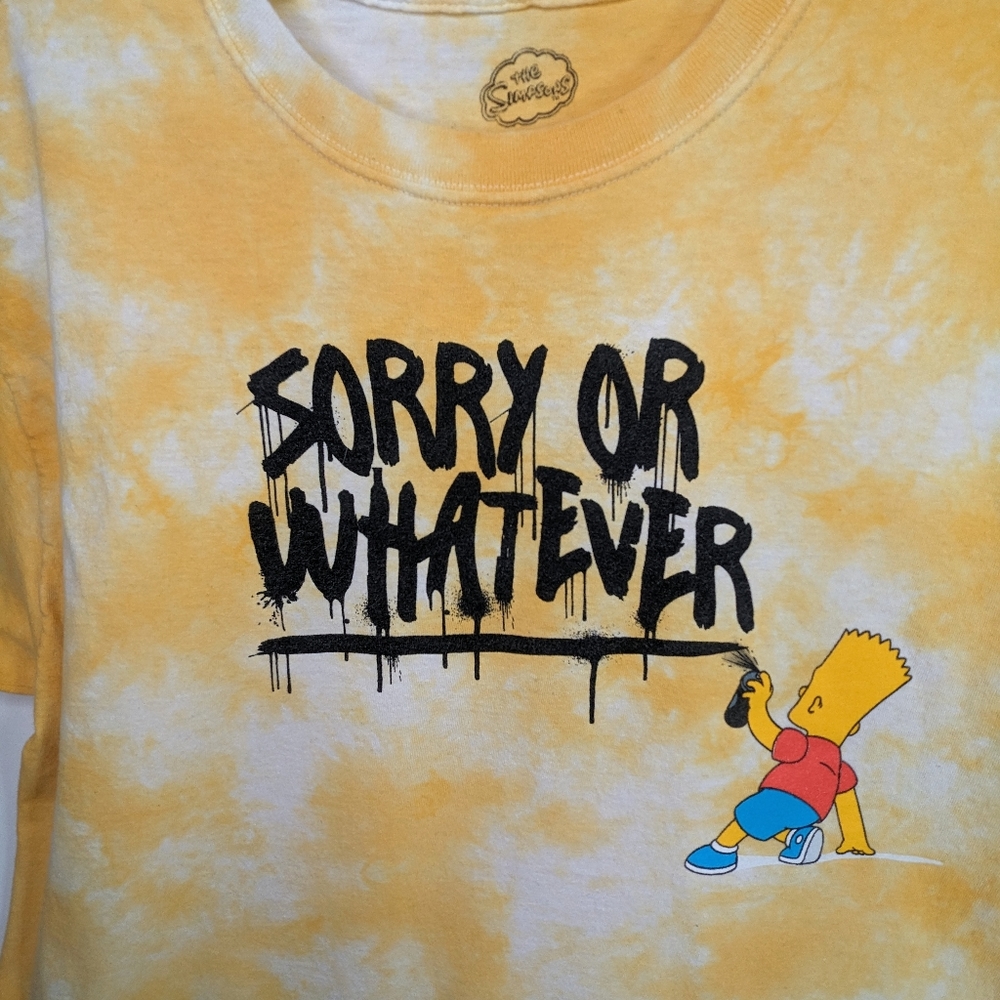 Vtg The Simpsons T Shirt S Yellow Tie Dye Sorry or Whatever Bart Simpson Graphic - Picture 5 of 10